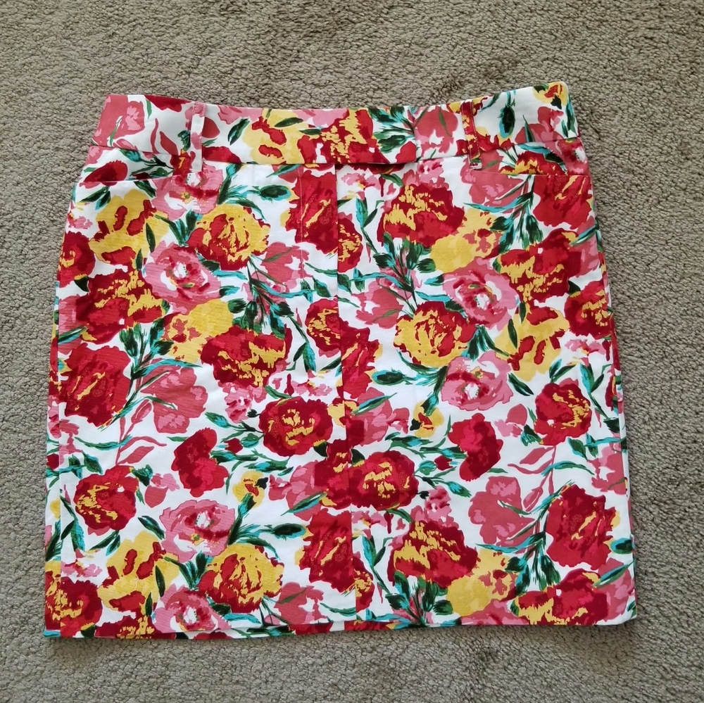 LOFT Floral Mini Skirt - Red, Yellow, Green